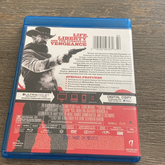 5/$10❤️❤️❤️DJANGO UNCHAINED Jamie Foxx BLU RAY & DVD - Picture 4 of 5
